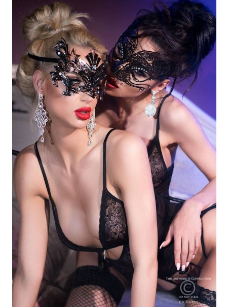 provocante maschera in metallo da gattina in metallo con strass