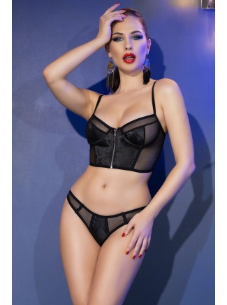 sexy corsetto e mutandine in ecopelle pitonata e microrete