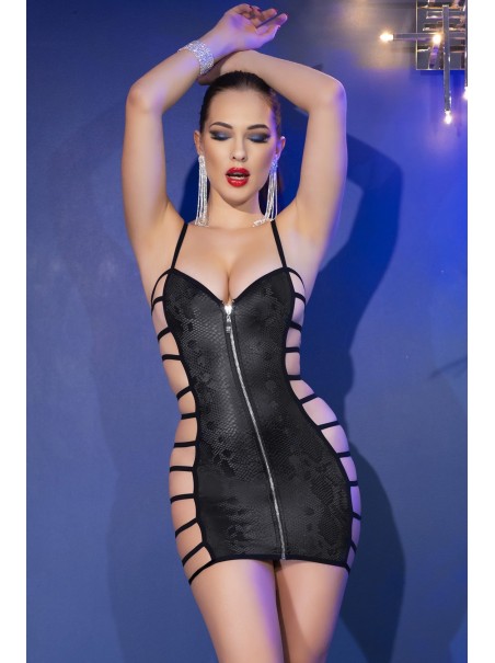 audace abitino in ecopelle pitonata con sexy aperture laterali e perizoma