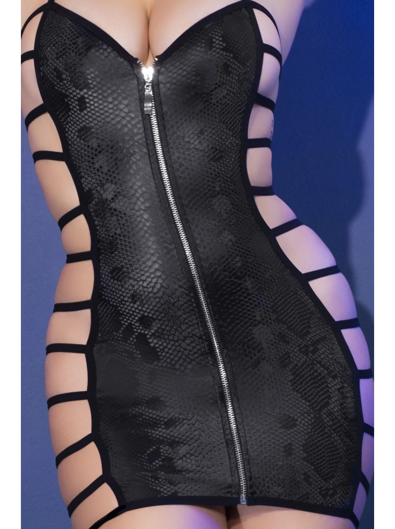 audace abitino in ecopelle pitonata con sexy aperture laterali e perizoma