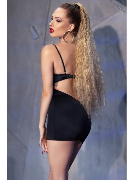 sensuale abitino nero con scollatura a V e ferretto