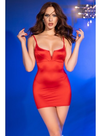 sensuale abitino rosso con scollatura a V e ferretto