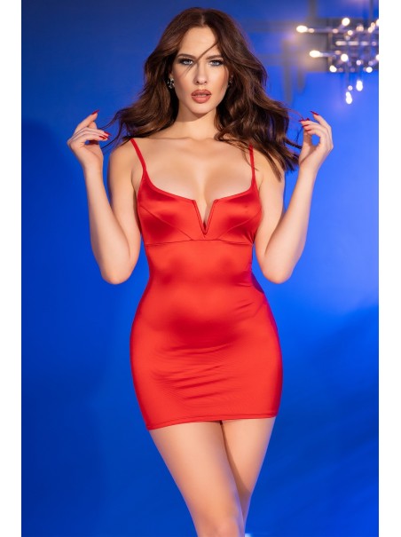 sensuale abitino rosso con scollatura a V e ferretto