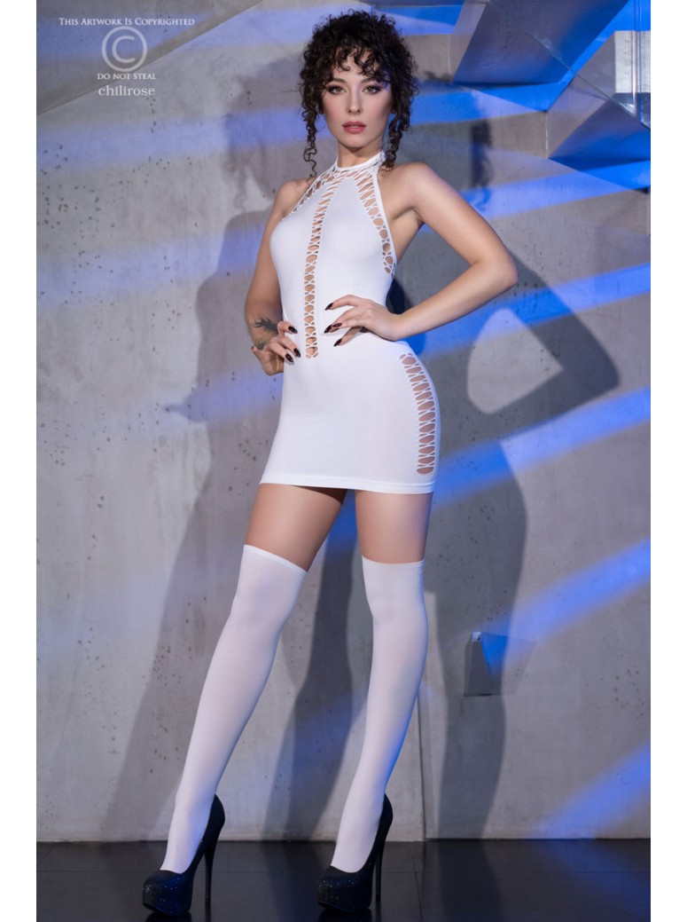 sexy miniabito bianco senza cuciture