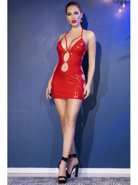 provocante abitino in vinile rosso con perizoma