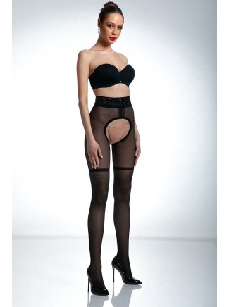 Amour Sexy collant 30 den aperti con balza in pizzo e silicone Joli 2