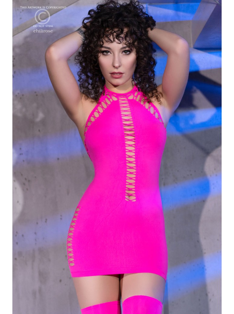 sexy miniabito rosa senza cuciture