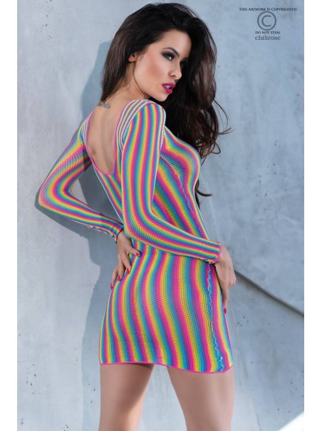 sexy abitino arcobaleno in microrete