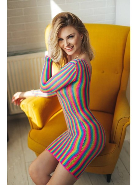 sexy abitino arcobaleno in microrete