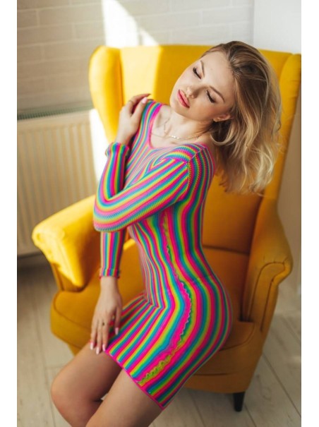 sexy abitino arcobaleno in microrete