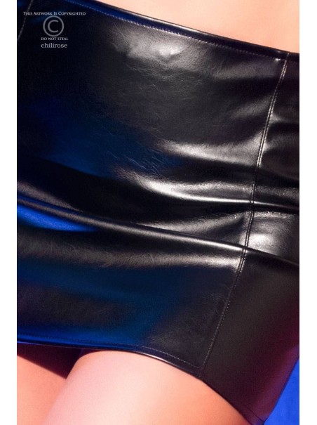 accattivante minigonna nera in ecopelle