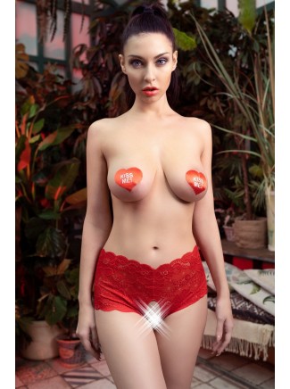 sexy mutandine in pizzo rosso aperte all'inguine