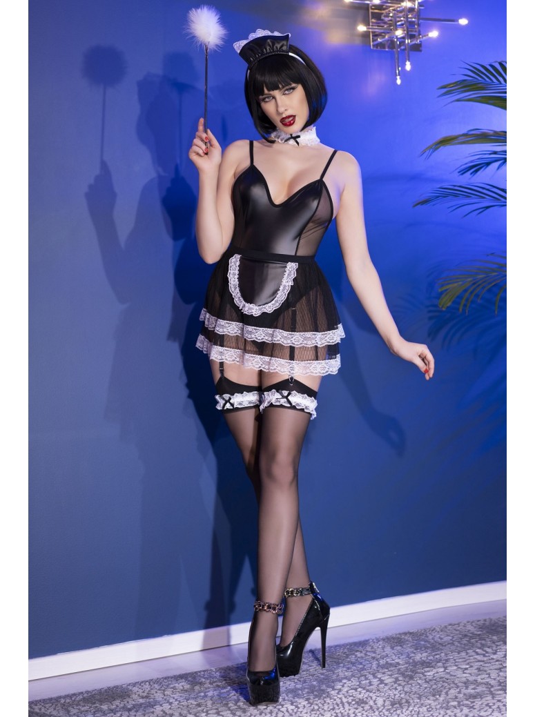 sensuale completino da cameriera 6 pezzi con accessori