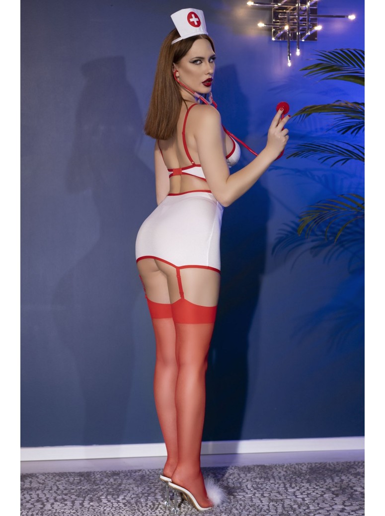 sexy travestimento da infermiera in 5 pezzi con accessori