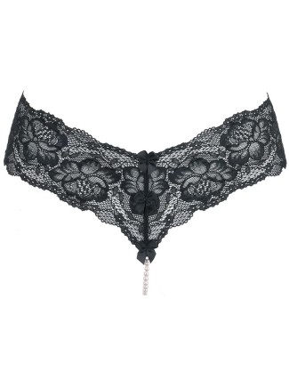 sexy perizoma nero con filo di perle naturali 2