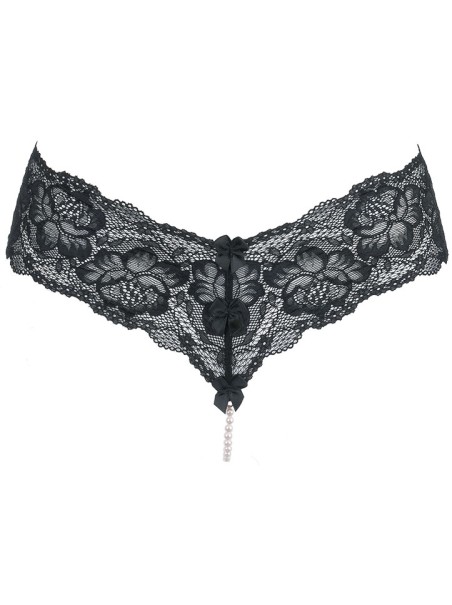 sexy perizoma nero con filo di perle naturali