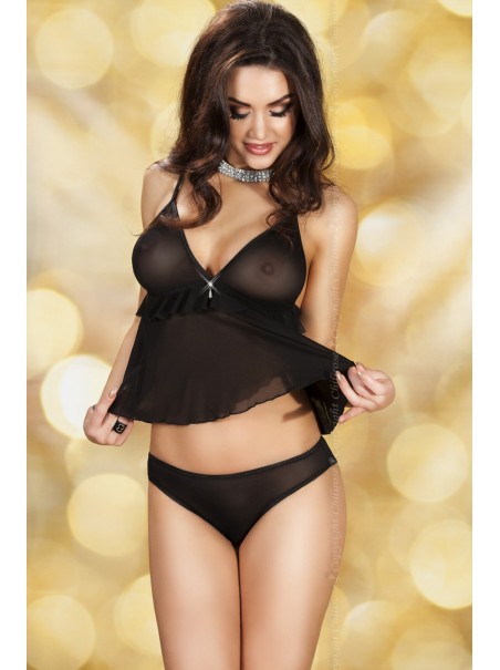 sensuale top con mutandine in tulle trasparente sensuale top con mutandine in tulle trasparente