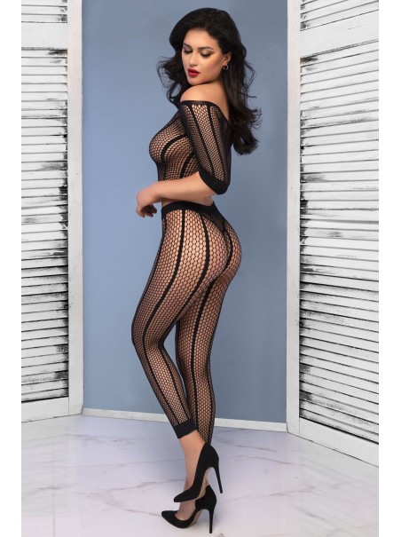 intrigante top con leggings a rete