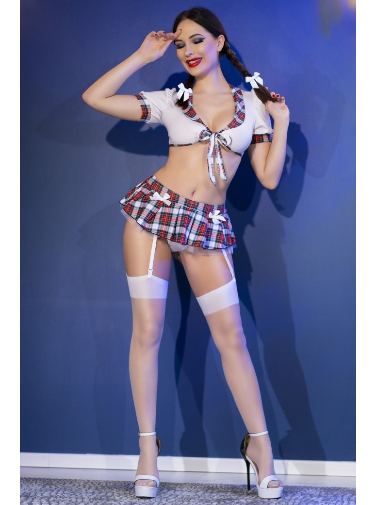 ammiccante completino da scolaretta 6 pezzi con accessori