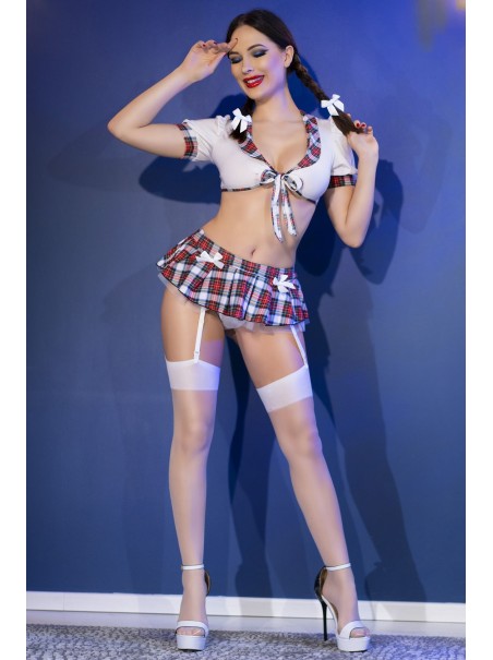 ammiccante completino da scolaretta 6 pezzi con accessori