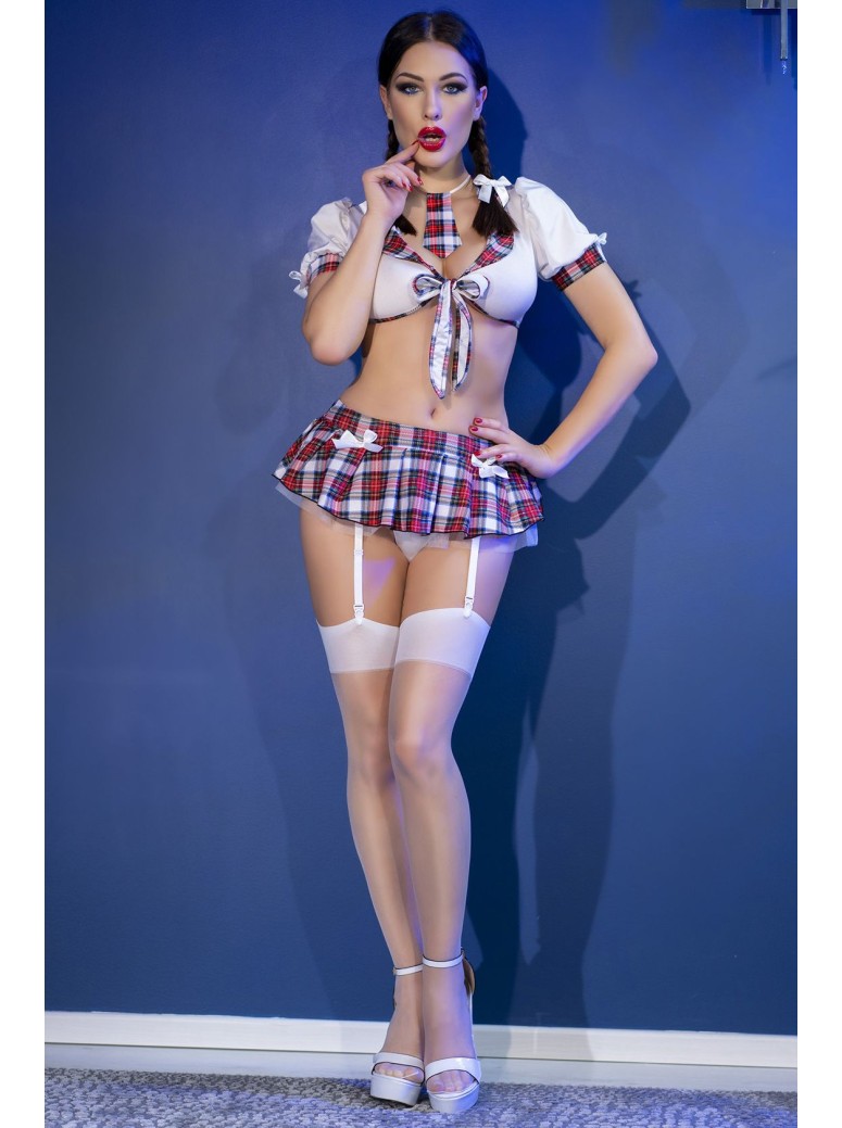 ammiccante completino da scolaretta 6 pezzi con accessori