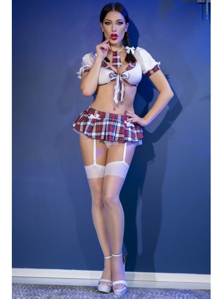 ammiccante completino da scolaretta 6 pezzi con accessori