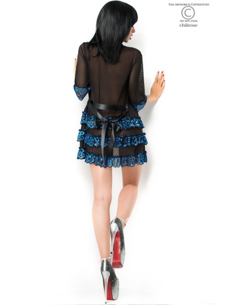 sexy vestaglia in pizzo blu e tulle con perizoma sexy vestaglia in pizzo blu e tulle con perizoma