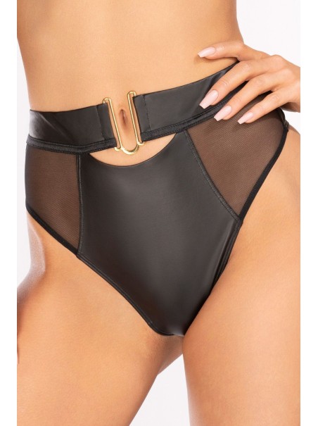 Axami Lingerie perizoma a vita alta in ecopelle e tulle