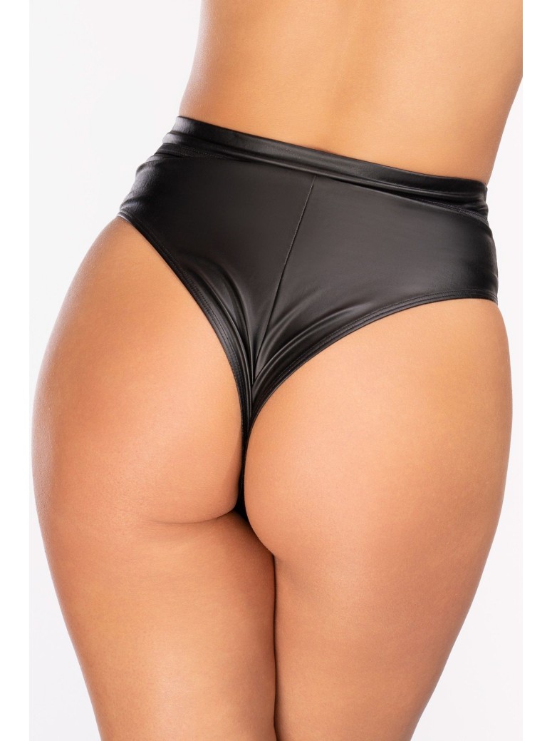 Axami Lingerie perizoma a vita alta in ecopelle e tulle