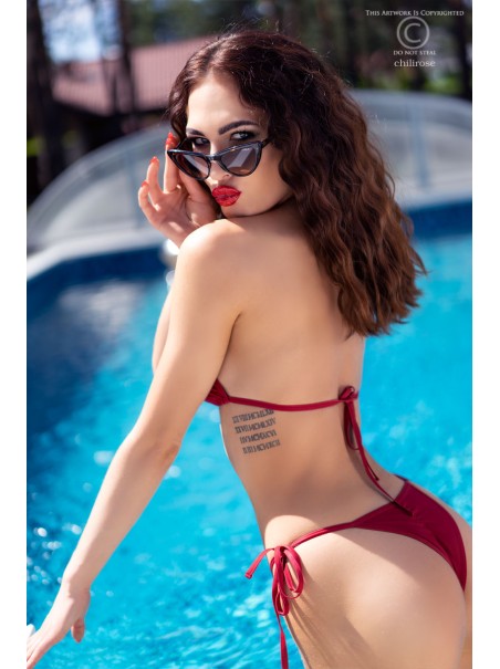 sexy bikini 3 pezzi con perizoma e brasiliana in rosso