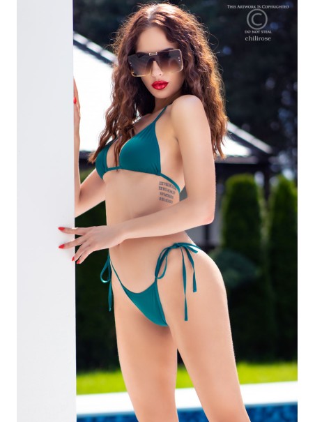 sexy bikini 3 pezzi con perizoma e brasiliana in verde
