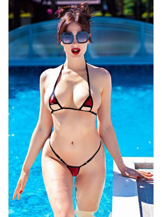 audace microbikini rosso con stringhe regolabili