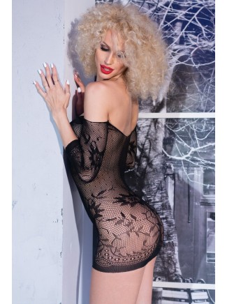 Chilirose Lingerie sensuale abitino in microrete nera con spalle scoperte 2