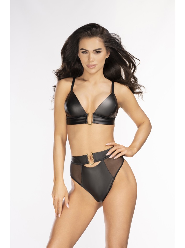 Axami Lingerie perizoma a vita alta in ecopelle e tulle