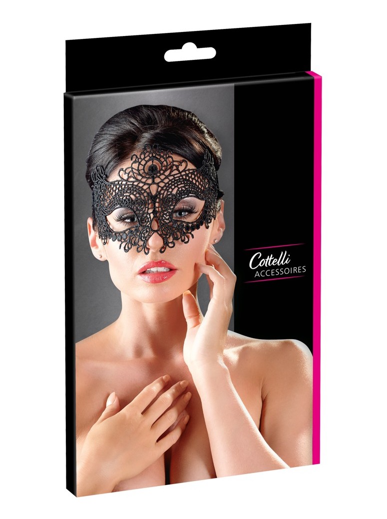Cottelli Lingerie mascherina nera ricamata per giochi di seduzione