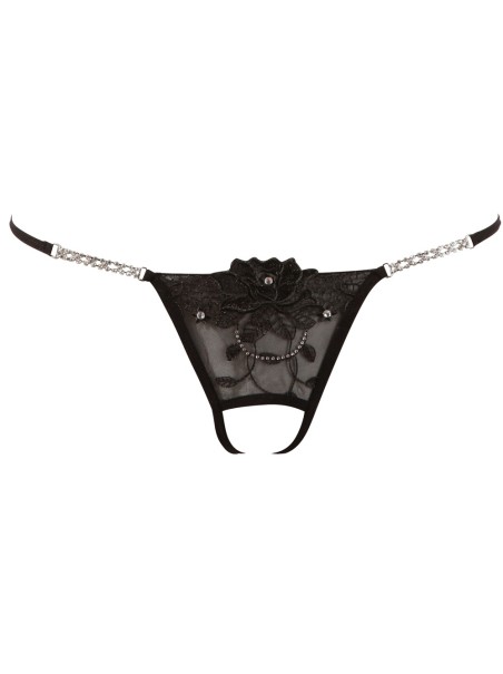Cottelli Lingerie perizoma nero aperto con ricamo