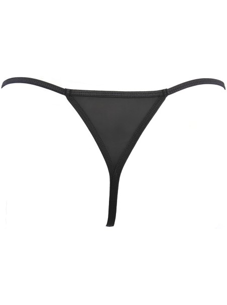 Axami Lingerie perizoma nero in pizzo ed ecopelle Axami Lingerie perizoma nero in pizzo ed ecopelle