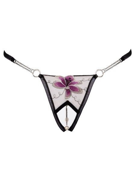 Cottelli Lingerie sexy perizoma aperto in tulle con fiore ricamato