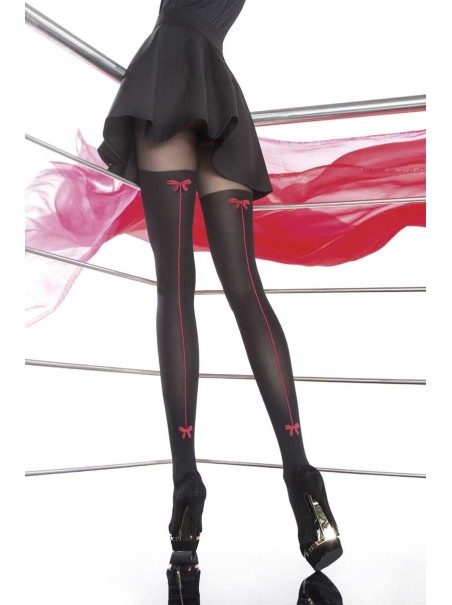 collant 40 den con riga rossa modello Canella Fiore