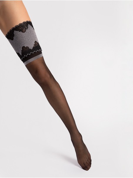 Fiore calze autoreggenti 20 den con balza argentata Belle Epoque