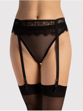 Fiore elegante reggicalze in pizzo nero Blissful