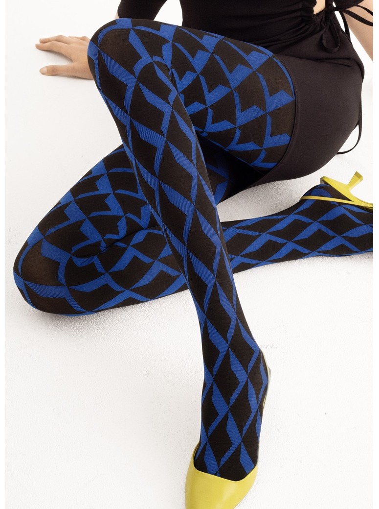 Fiore collant moda 60 denari Retro Blue