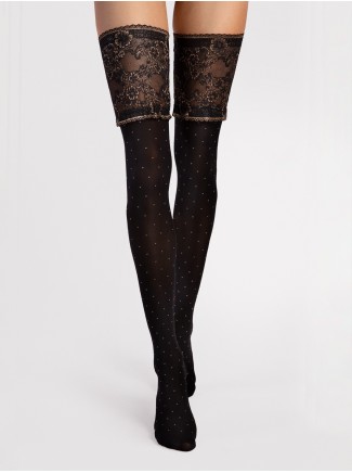 Fiore sexy calze autoreggenti 40 den con dettagli dorati modello Notte