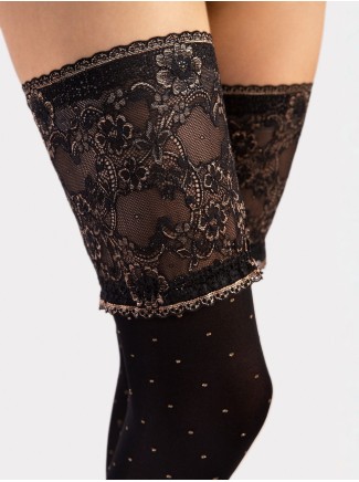 Fiore sexy calze autoreggenti 40 den con dettagli dorati modello Notte 2