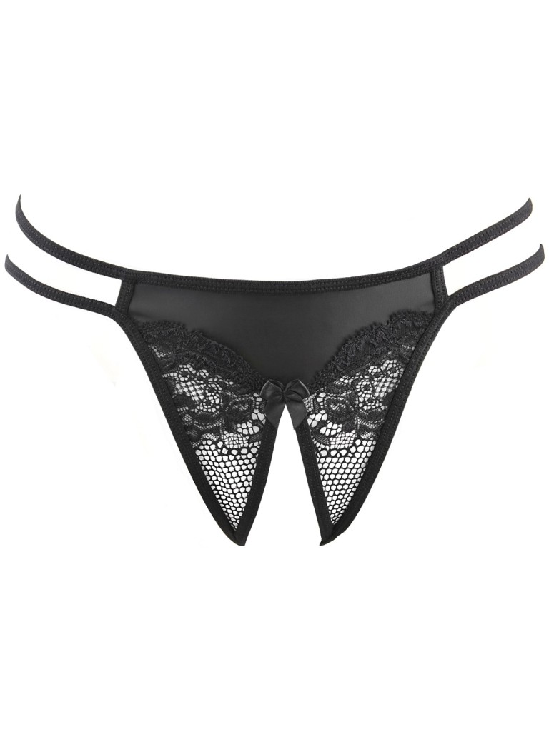 Axami Lingerie sexy perizoma aperto in pizzo nero