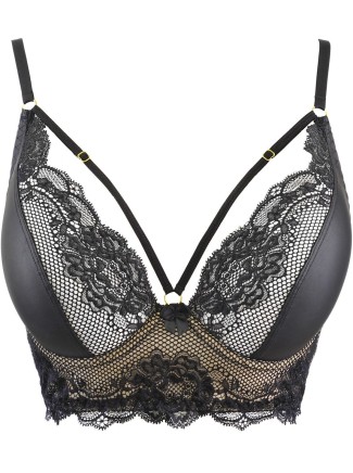 Axami Lingerie semi corsetto in ecopelle e pizzo nero 2