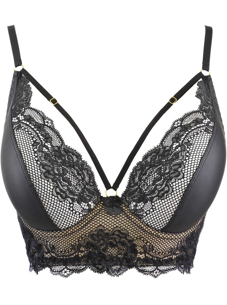 Axami Lingerie semi corsetto in ecopelle e pizzo nero