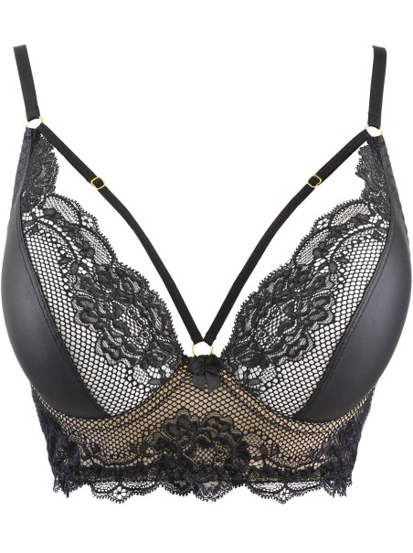 Axami Lingerie semi corsetto in ecopelle e pizzo nero