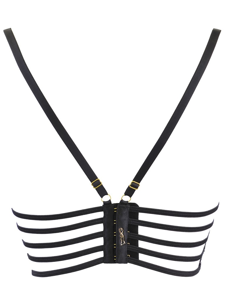 Axami Lingerie semi corsetto in ecopelle e pizzo nero