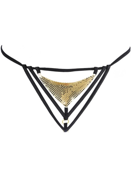 Axami Lingerie sexy perizoma con decorazione dorata in metallo